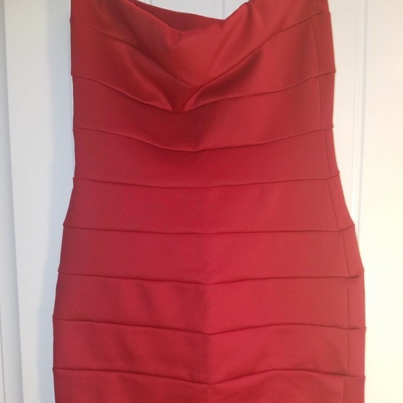 Love Culture Strapless Red Bodycon Dress Small - Picture 1 of 4